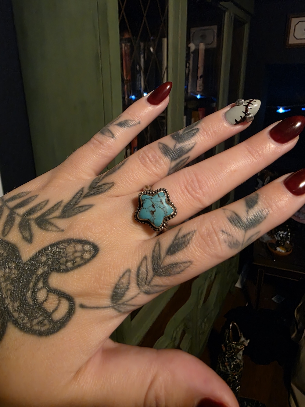 Etah Love Beatnik Turquoise Sterling Silver Ring Size 9